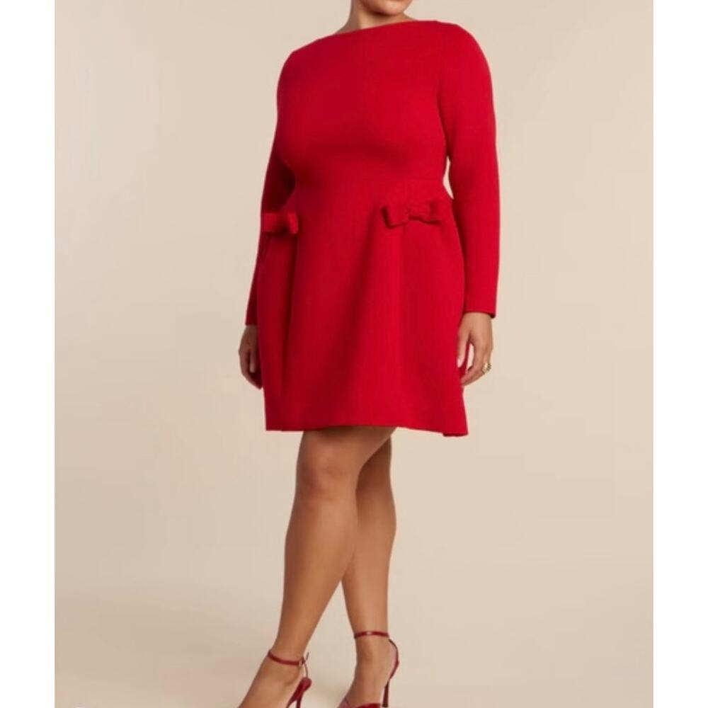 NWT Eloquii red mini bow Long sleeve dress 18
